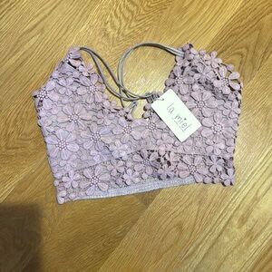 Purple floral crop top